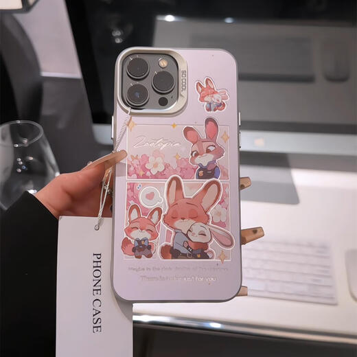 OLPAY赏花朱迪尼克适用苹果16pro磨砂彩银华为mate卡通手机壳iphone15p 透白色-GH9215米底赏花朱迪 iQOO10Pro