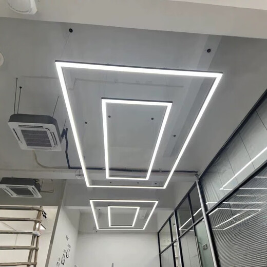 无缝拼接L长条灯吊灯健身房商用条形灯办公室线条灯长方形灯具 白壳高亮-15053m-36w-吊线配件
