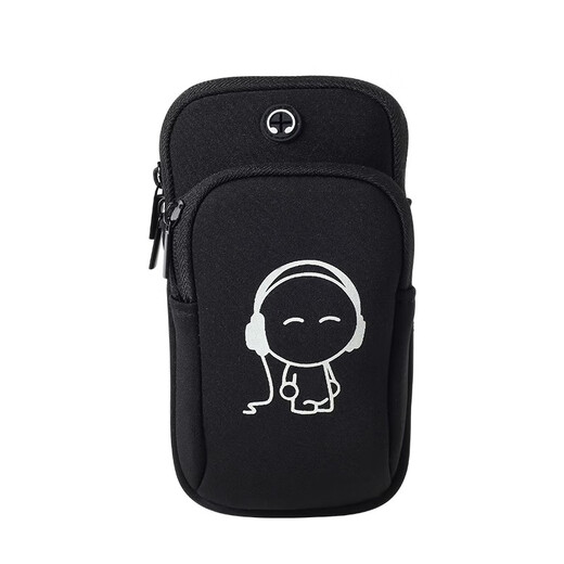 Li Shen running mobile phone arm bag mobile phone bag clutch cover women's universal wrist fitness men's equipment sports mobile phone arm cover large black (music expert)