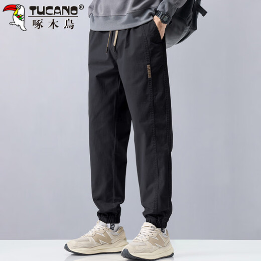 Woodpecker (TUCANO) Pants Men's Autumn and Winter Leggings Casual Pants Men's Loose Sports Pants Trendy Versatile Workwear Men's Pants Black XL