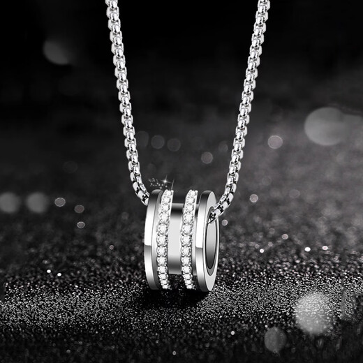 MZMZ platinum necklace men's new fashion temperament PT950 platinum transfer bead pendant love birthday gift for boyfriend light luxury model - local warehouse next day delivery chain length 55cm