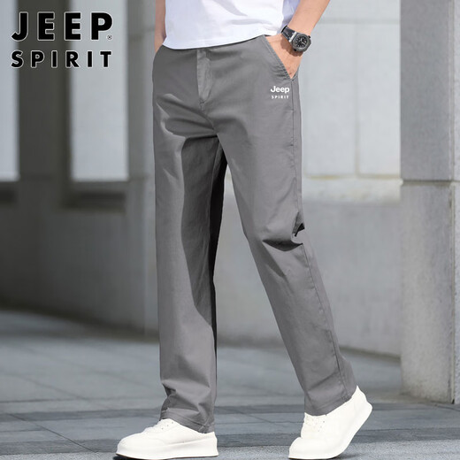 JEEP SPIRIT吉普休闲裤男宽松春夏季直筒裤子男士商务男裤 深灰色 33