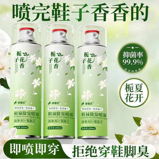 Deodorant Spray Foot Gardenia Flower Scent Student Edition Shoes Deodorant Shoes Socks Debacteria Remover Shoe Odor Remover AG+ Silver Ion Formula 280ml 2 Bottles