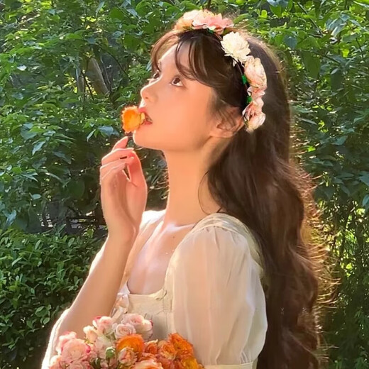 Super fairy garland headband headband girl princess forest simulation rattan flower headband cute girl head flower 4# flower garland--purple garland