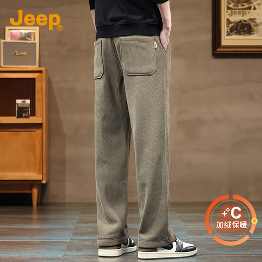 JEEP Velvet Thickened 2025 Autumn and Winter Casual Pants Men's Trendy Brand Loose Versatile Straight Pants Sports Pants Men's Sweatpants