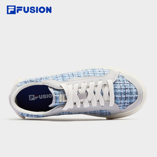
FILAFUSION FilaFUSION Canvas Shoes Small Flavor Women's Shoes 2025 Autumn New Checked Spliced Board Shoes Quiet Gray/Milky White-QA 37.5