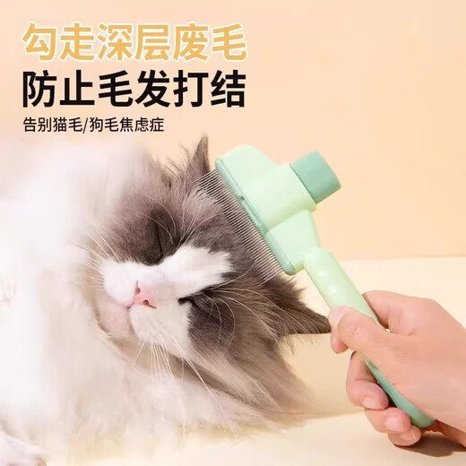 Xincong cat comb to remove floating hair, needle combing brush, dog and cat hair cleaner, long and short hair special pet hair removal comb, one-click cat and dog upgrade, mint green, one-click hair removal