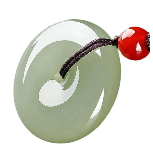 White jade color peace buckle imitation jade pendant gold wire necklace jade men's and women's mutton fat pendant imitation jade pendant item peace buckle emerald green large size