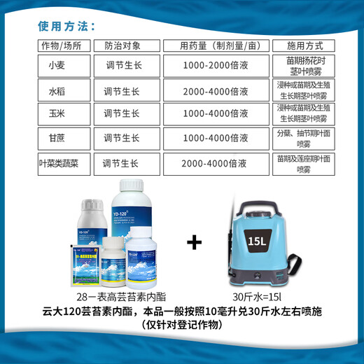 Yunda 120 Yunda YD120 28 table high brassinolide rice wheat vegetable sugarcane corn growth regulator 10ml*10 bags