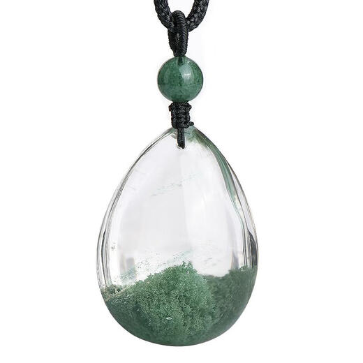 
Natural green ghost pendant authentic Brazilian old mineral materials treasure pot pyramid green ghost necklace pendant certificate 13821 Fulu double complete