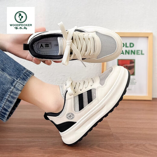Woodpecker mesh breathable small white shoes for women 2025 new casual sports board shoes mesh shoes for summer thin green [mesh breathable] 35