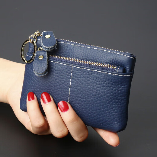 
Yunfan (YUNFAN) real leather coin wallet for women mini little children boy cute storage coin bag short keychain wallet card bag cow black
