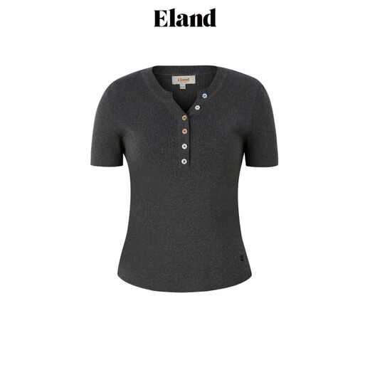 ELAND衣恋短袖T恤女水滴领甜美毛衣显瘦套头透气上衣夏季款 粉色(25)Pink S 160
