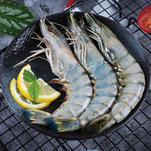 Swiss dolphin, Vietnamese extra large live frozen black tiger shrimp, Penaeus monodon, seafood, net weight 3Jin Jin equals 0.5kg (10-20/KG)