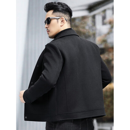ROMON high-end wool coat, middle-aged men's short woolen jacket, autumn and winter thickened goose down lining wool coat for men, light gray M 170 recommended 100-125 Jin Jin equals 0.5 kg