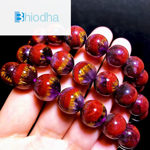 bhiodha胖东来品质极光23紫钛手链千层聚宝盆手串金字塔红幽灵金520情人 12247 极光23水晶