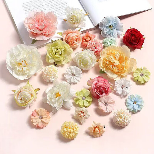 Xuanluo Zhenpin small flowers mix and match 20 silk flowers artificial flowers diy handmade hairpin headdress garland wrapped flowers flower wall decoration 3-10CM large, medium and small random mixed flowers 20