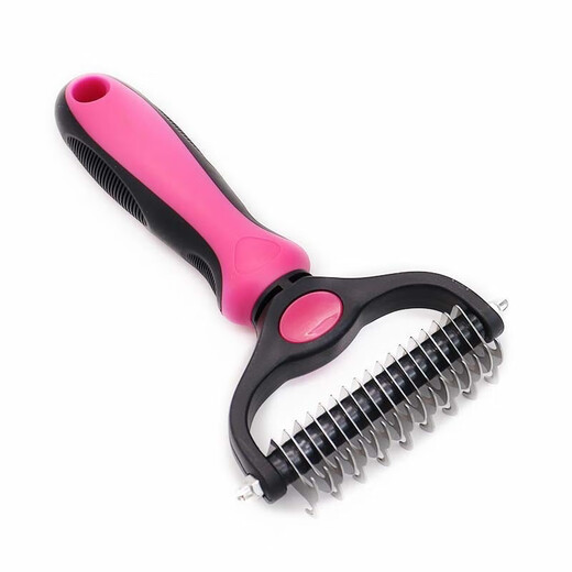Pet comb double-sided knotting rake artifact stainless steel cat and dog comb cleaning beauty hair removal comb pet knotting comb black blue large size