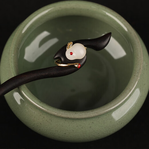 Chinese style ebony hairpin antique style retro style hand-carved elegant temperament daily Hanfu cheongsam hair accessories red tail