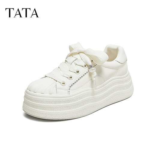 他她（TATA）女鞋2025秋商场同款时尚休闲鞋板鞋白色新款CT907CM5 米白 37