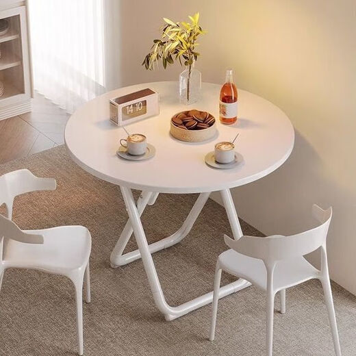 Chibalun home dining table small apartment cream white dining square table rental house light portable stall milk tea shop folding table