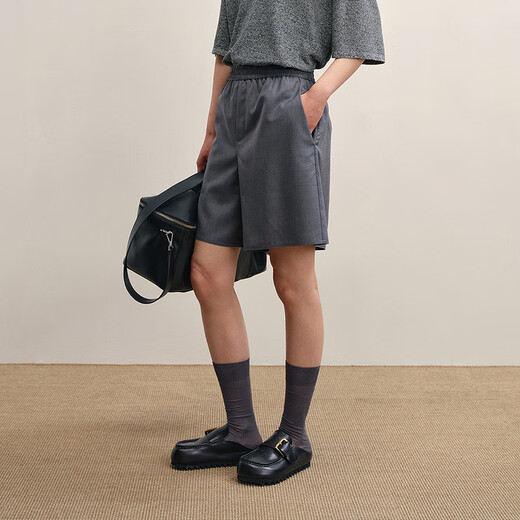 
LESS [Same Model in Shopping Mall] 2025 Autumn New Wool Straight Casual Shorts 2P7E17060 031 Dark Gray XS