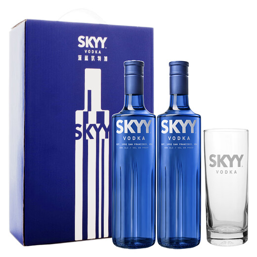 
Deep Blue SKYY Vodka VODKA Blue Sky Vodka Original bottle imported foreign wine 750ML*2 double gift box