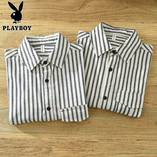 Playboy (Playboy) Langarmiertes gestreiftes Hemd für Jungen lässige Baumwollhemd Frühling und Herbst neue trendige und modische Teenie-Denim-Jacke 6625 Grün 3xl