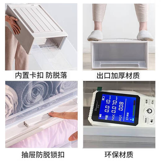 Yonghuan Storage Box Drawer Plastic Transparent Wardrobe Storage Box Clothing Organizer Household Clothing Storage Box F3523 Length 47X Width 35X Height 23 Thickened one