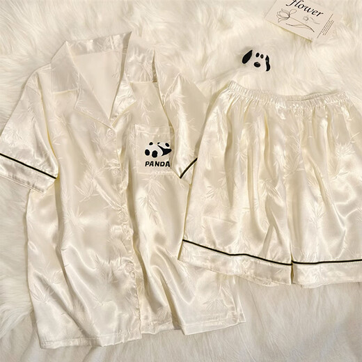 TTPMER感熊猫冰丝睡衣女夏季薄款短袖2025开衫可爱家居服套装 #YX-9227波点 M 【75-95斤】