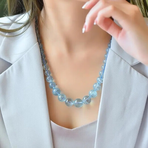 Qianjun 2025 new collection-grade Brazilian aquamarine necklace Hainan pagoda chain fashion crystal jewelry mother girlfriend tower chain necklace