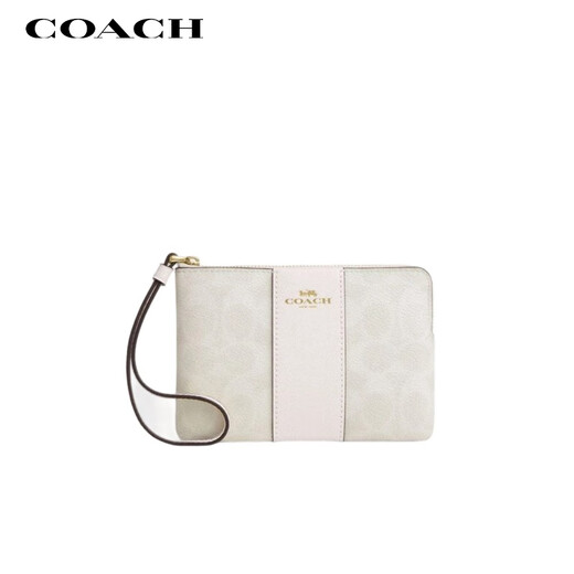 Entraîneur (entraîneur) [Brand Direct Supply] Logo classique du logo Striped Pattern Corner Zipper Sac de bracelet blanc chinois Cadeau de la Saint-Valentin