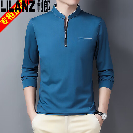 T-shirt Lilang Stand-Up Colrt Men à manches longues à manches à manches à manches longues pour hommes minces HEMPS HEPS 2023 New Spring Sweats Sweat Sweat Spring and Automne Base 6623 Baolan M 165_