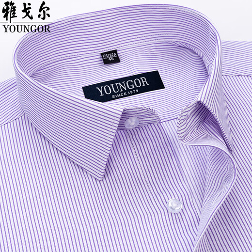 CEO Yageol Cotton Men's Short Sleeve Shirt 2025 Summer New Business Casual Plaid Striped Shirt DX6636 M Size 38/Height About 165C Recommended 100-120