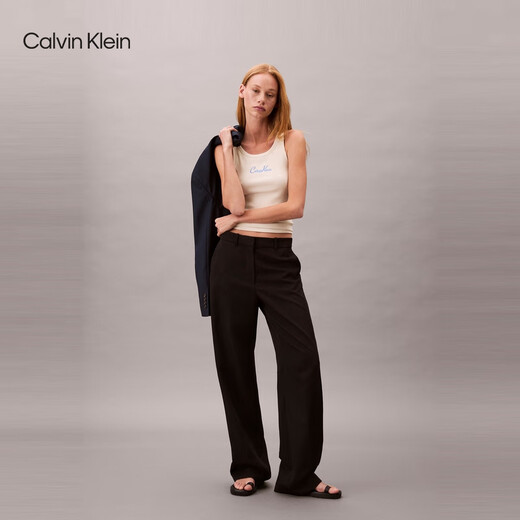 Calvin Kleinjeans25 Bordado de moda femenina a principios de otoño Ck Camiseta de manchas de punto de mando de microfit Ck