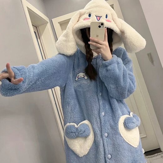Shiliao (shiliao) lindo pijama de terciopelo de coral para mujeres en invierno camisón más terciopelo engrosado engrosado estudiante de calentamiento grueso lindo terciopelo de coral yugui perro camisón de una talla [adecuada para 80-160Jin [Jin equivale a 0.5 kg]]]