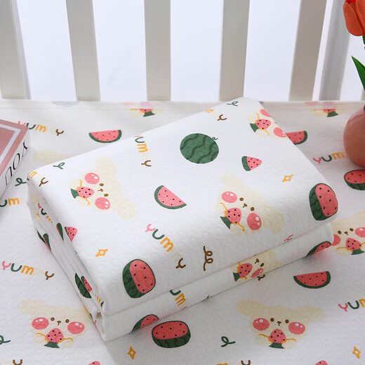 
European Emperor Bear Urine Sequestration Pad Baby Washable Class A Pure Cotton Waterproof Double-Side Large Bed Adult Child Menstrual Mat [Blue Flower Bear] Waterproof Washable 50*70 cm [One]