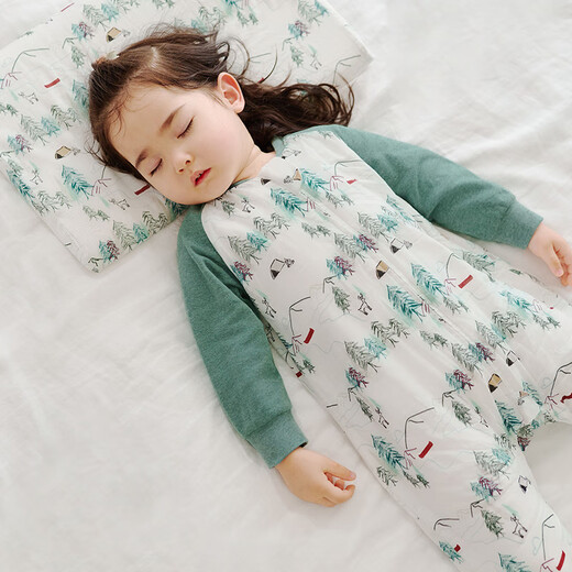 Nest designs baby sleeping bag bamboo cotton gauze six-layer long-sleeved baby split-leg anti-kick quilt for all seasons forest path 100 yards