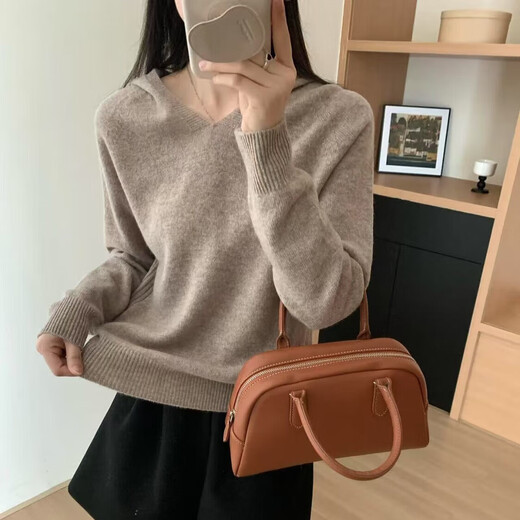 
Hoodie chic base shirt for women in autumn and winter 2025 new fashionable knitted sweater wool inner sweater thin full wool ice clear blue XL