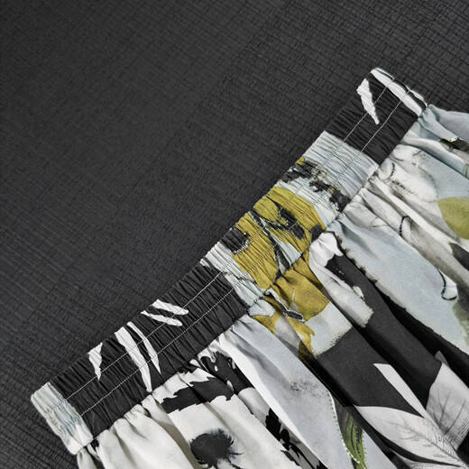 
MeiYANG (MEIYANG) Flower Market Skirt Plant Aesthetics Laiser Print Medium-Long Blossom Skirt Black Print XL