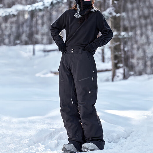 AWKA ski pants for women and men 2025 new waterproof 3L warm workwear ski pants cold-proof plus P cotton black BZK116 M