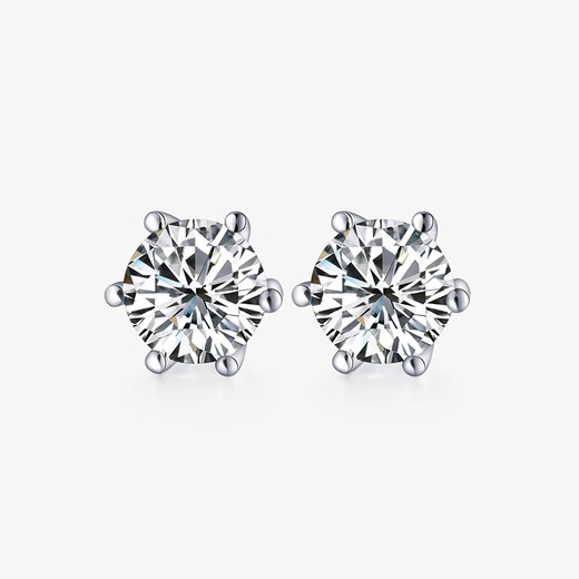 RHM platinum snowflake earrings for women, moissanite six-claw platinum earrings, high-end birthday and Valentine's Day gifts for girlfriend, platinum moissanite earrings + certificate + gift box, 50-point platinum moissanite earrings