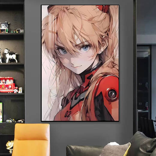 咏幻福音战士挂画明日香绫波丽装饰画初号机动漫女孩玄关画 EVA04 80*12035MM厚铝合金拉丝金色