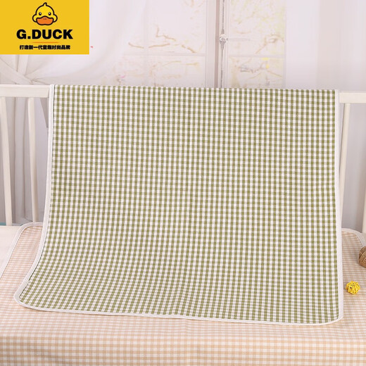 G.duck隔尿垫婴儿夏季防水透气可洗大号苎麻凉席尿垫幼儿童隔夜床姨妈垫 绿色一条装 90x110cm