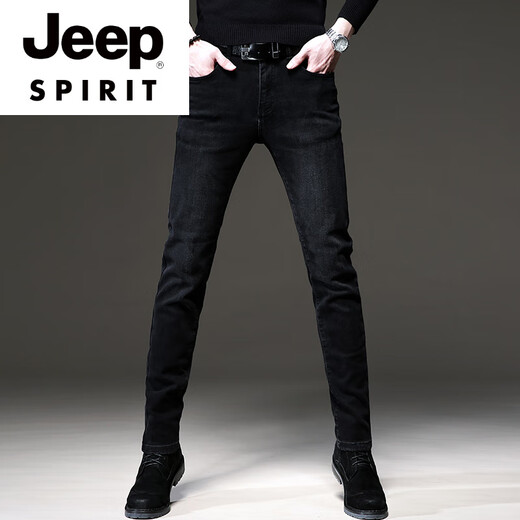 Jeep Spirit Summer Trend European Black High-End-Jeans Männer koreanische Stil kleine Füße Hosen Trendy Brand Stretch Männer lässig Hosen 1048 Schwarz regulär 28