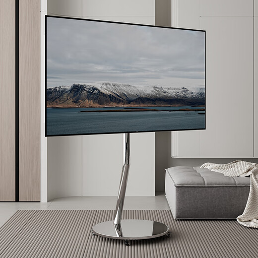 TV stand floor-standing movable living room TV cabinet universal 40-75 inch stainless steel metal wheel hanger stainless steel silver bracket (suitable for 40-75 inches) single bracket version with pulleys without installation and socket