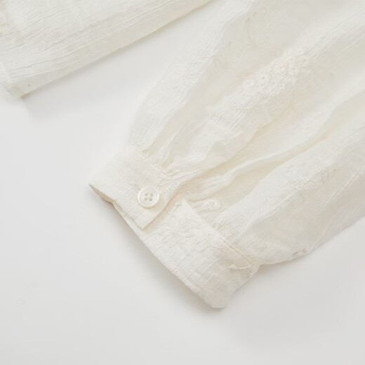 Xiangying Lyocell Tencel white shirt for women 2026 spring new temperament shirt stand-up collar long-sleeved embroidered top Lubai M 160/84A/95-110Jin Jin is equal to 0.5 kg