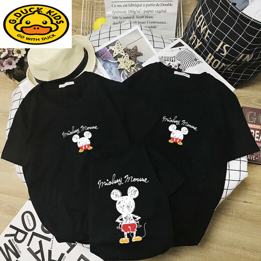 G.DUCKKIDS亲子装夏装2025新款一家三口四口全家洋气母女装兄妹装T恤短袖 SQ686:灰色 165 妈妈S
