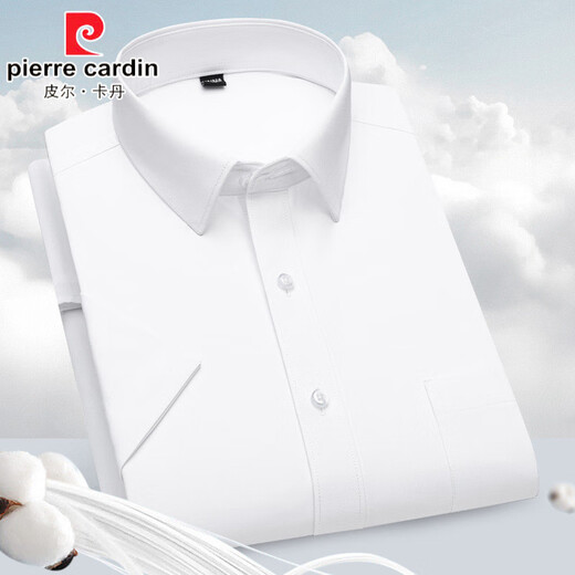 皮尔卡丹（pierre cardin）2025春季新款男装棉质针织短袖衬衫男中青年百搭修身高品质职业装 DX6629 38