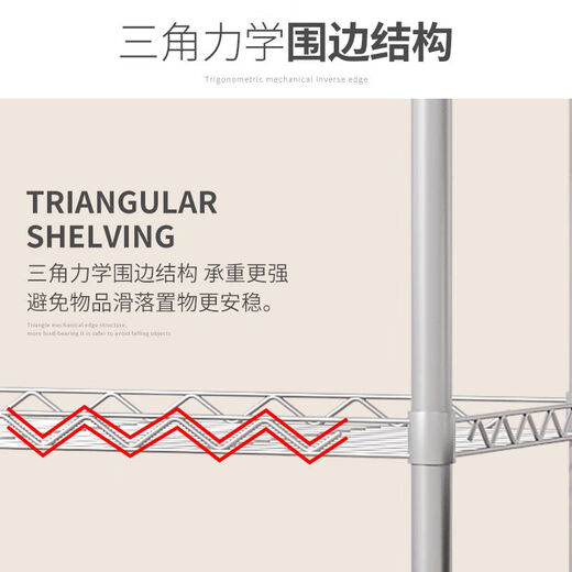 溥畔置物架多层收纳架落地式厨房微波炉架子浴室客厅多功能储物架货架 长75*高1585层银灰色加粗圆管+
